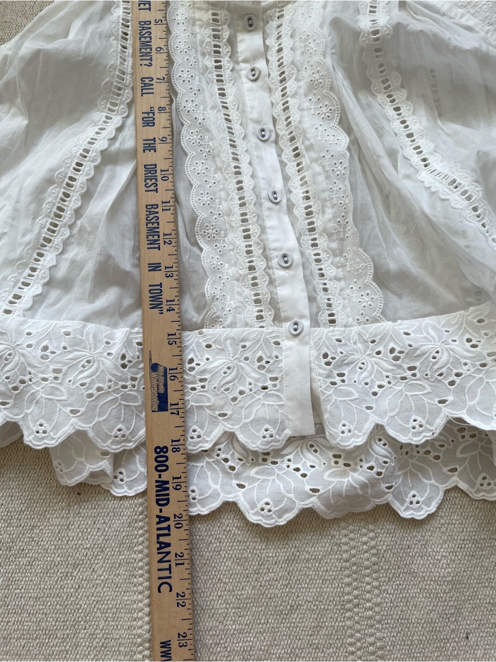 Women Babydoll Eyelet Lace Top XS White Prairie Flowy ASTR The Label 100% Cotton - Picture 6 of 6